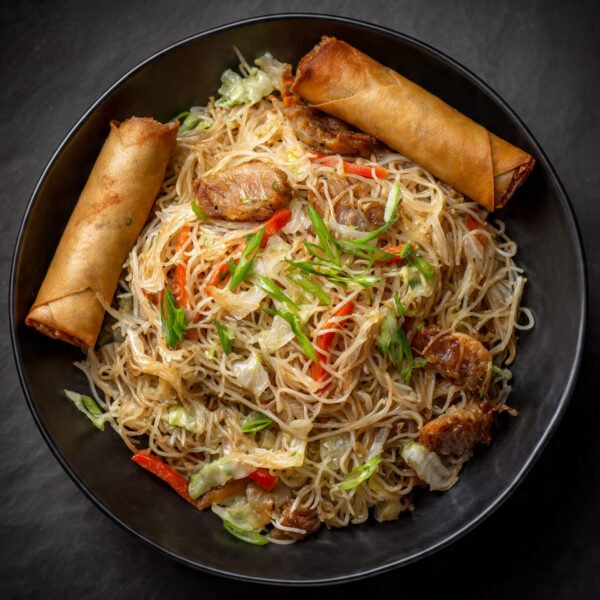 Pancit with 2 lumpia